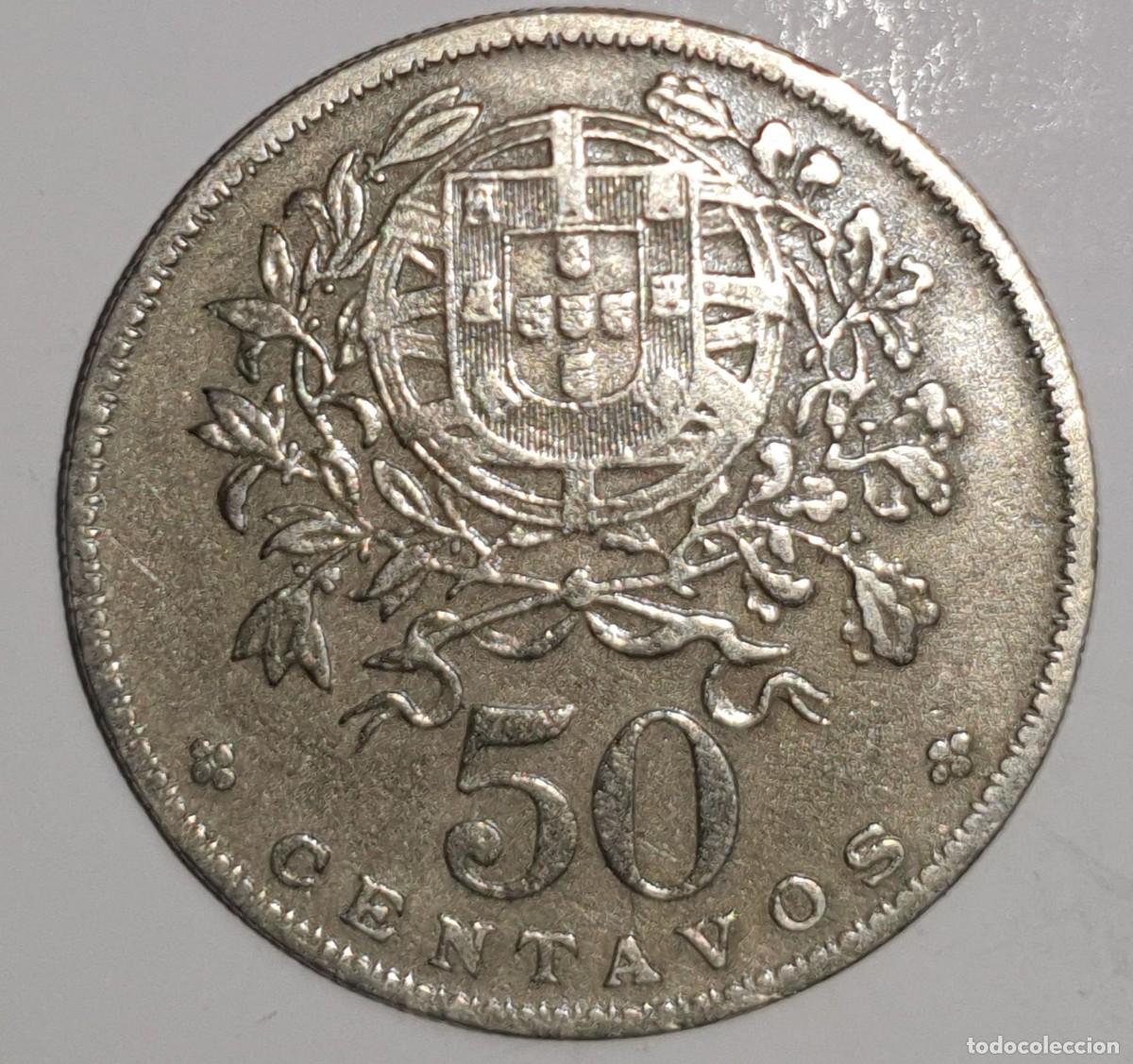 Monedas antiguas de Europa: PORTUGAL 50 CENTAVOS 1959 &ndash; REP&Uacute;BLICA PORTUGUESA &ndash; ESCUDO NACIONAL