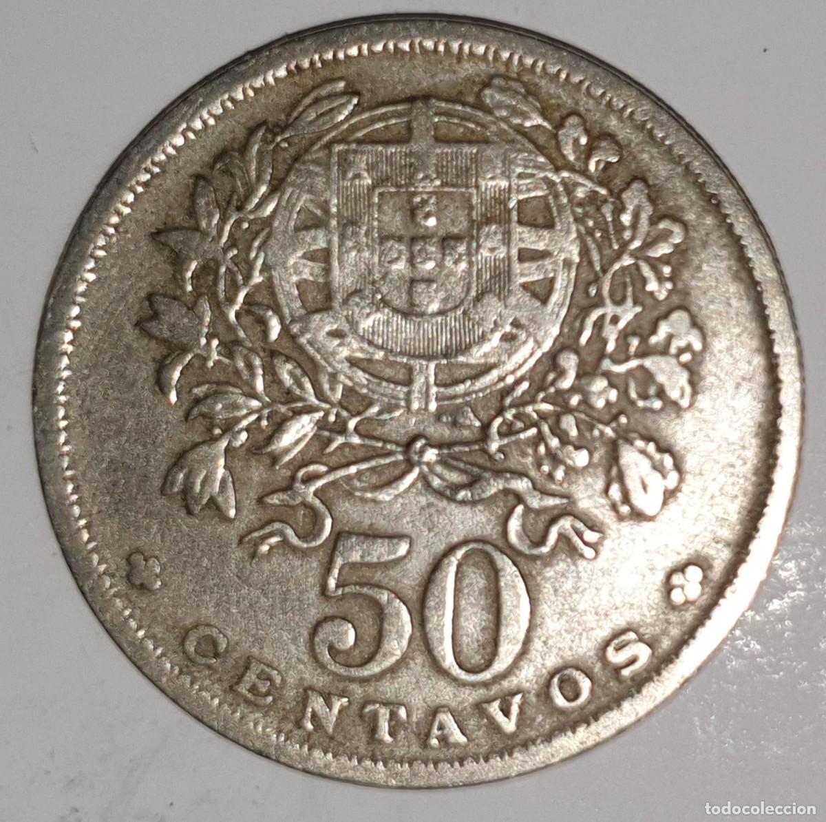 Monedas antiguas de Europa: PORTUGAL 50 CENTAVOS 1952 &ndash; REP&Uacute;BLICA PORTUGUESA &ndash; ESCUDO NACIONAL