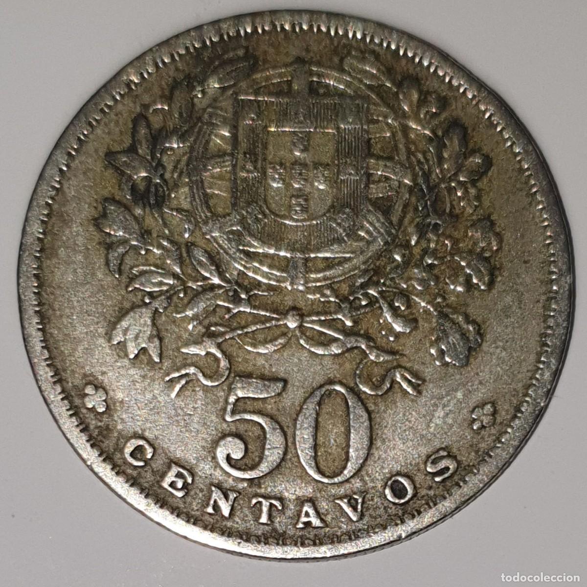 Monedas antiguas de Europa: PORTUGAL 50 CENTAVOS 1957 &ndash; REP&Uacute;BLICA PORTUGUESA &ndash; ESCUDO NACIONAL