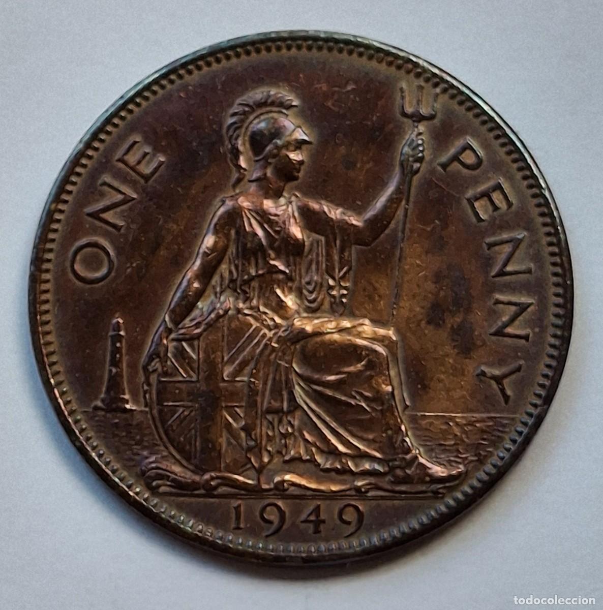 Monedas antiguas de Europa: ## George VI 1 penny 1949 Reino unido##