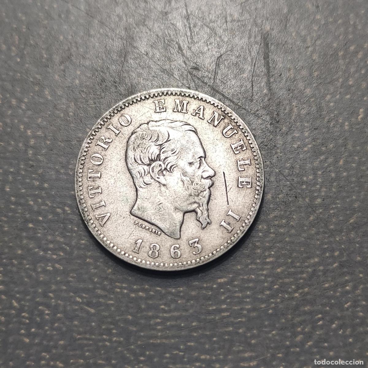 Monedas antiguas de Europa: ITALIA REINO VITTORIO EMANUELE II 1 LIRA 1863 M ESCUDO MBC-/MBC