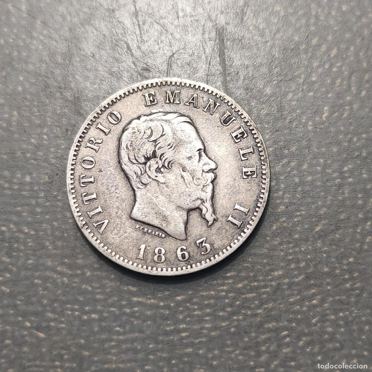 Monedas antiguas de Europa: ITALIA REINO VITTORIO EMANUELE II 1 LIRA 1863 M ESCUDO MBC-