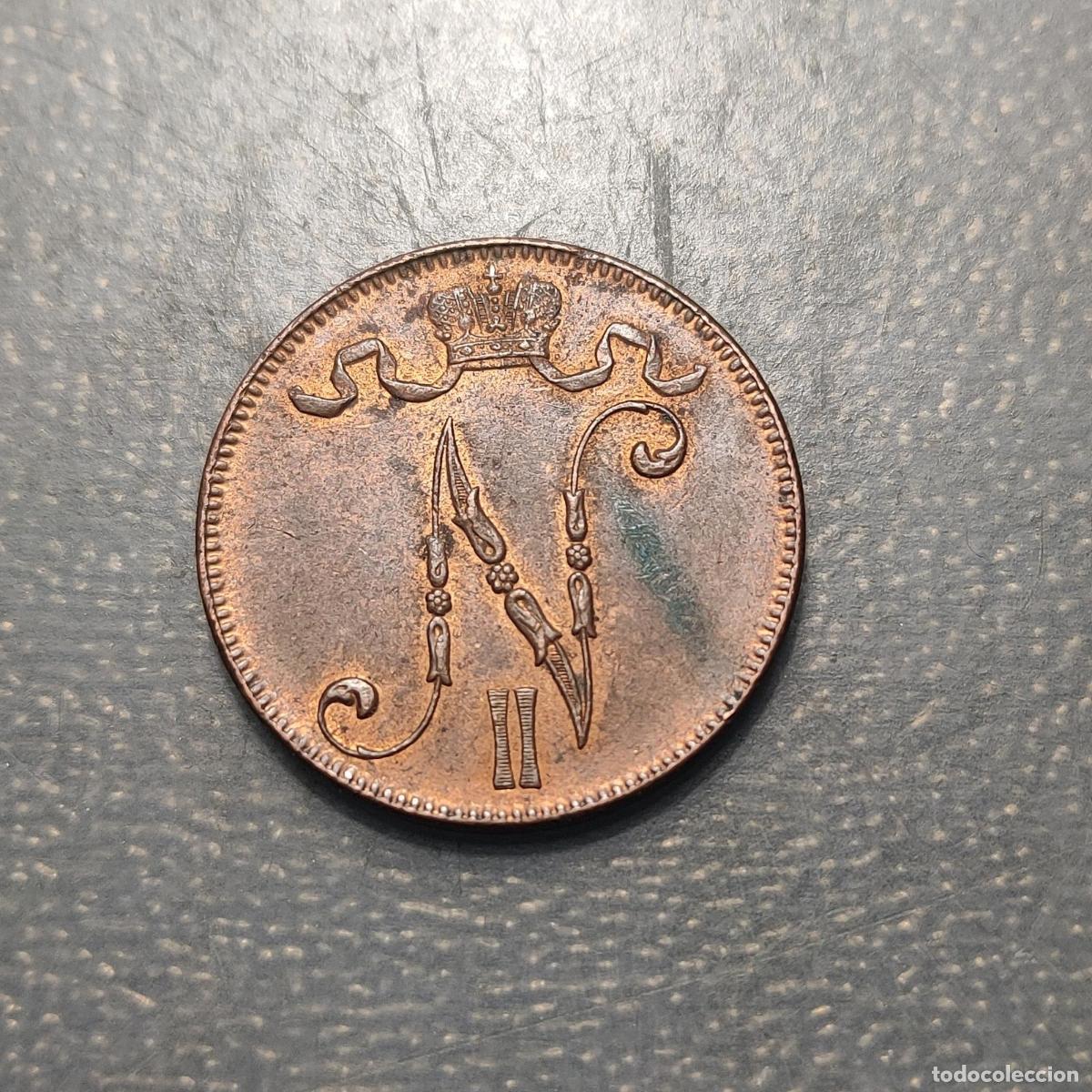 Monedas antiguas de Europa: FINLANDIA FINLAND RUSIA RUSSIA 5 PENNIA 1917 EBC/EBC+ BRILLO ORIGINAL
