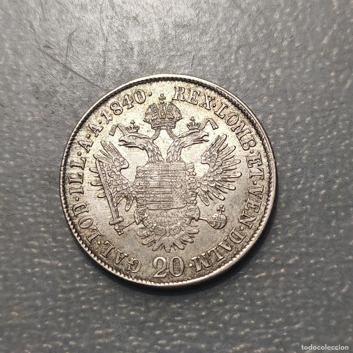 Monedas antiguas de Europa: AUSTRIA FERDINAND I 20 KREUZER 1840 A RAYITAS AJUSTE EBC