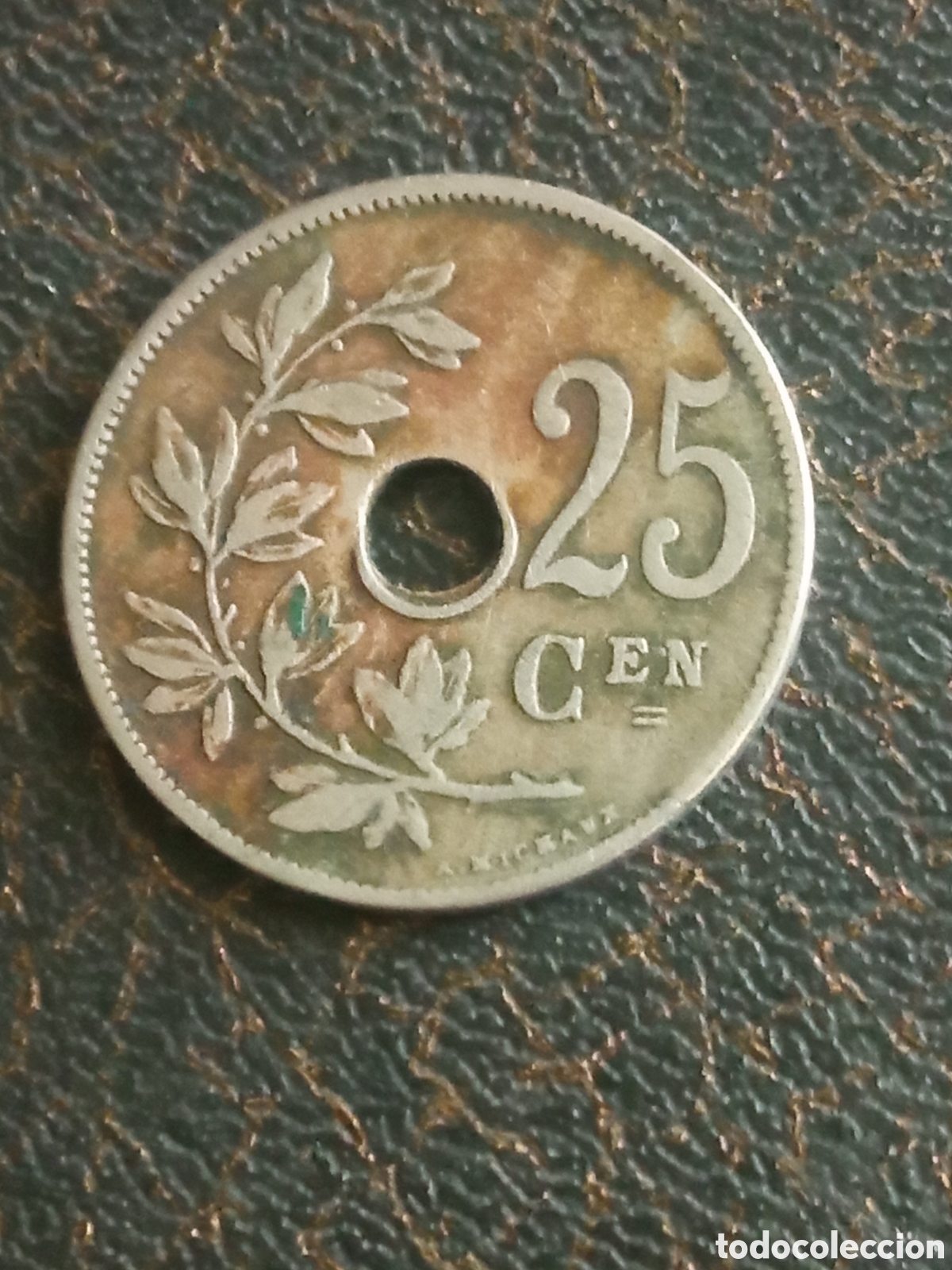 Monedas antiguas de Europa: Moneda de 25 c&eacute;ntimos de B&eacute;lgica de 1908 - Foto 2