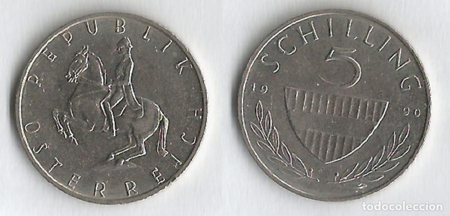 Monedas antiguas de Europa: AUSTRIA - 5 CHELINES - 1990 - CUPRO/N&Iacute;QUEL - NO CIRCULADA