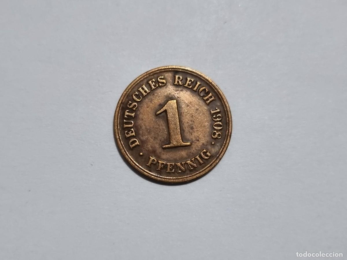 Monedas antiguas de Europa: Moneda Alemana Alemania 1 Pfennig 1908 Reich Coleccionista Coleccionar