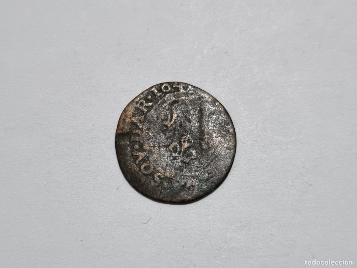 Monedas antiguas de Europa: Rara Moneda Double Tournois Cobre Carlos II Gonzaga-Nevers 1642 DVC.D.MANT.S.DAR