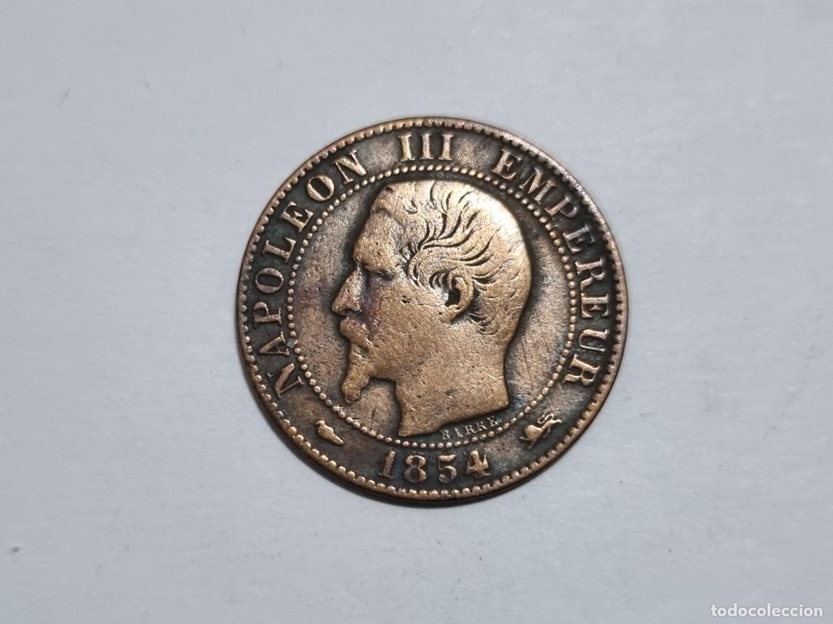 Monedas antiguas de Europa: Moneda II Imperio Frances Francia 5 Cinq Centimos 1854-D Emperador Napoleon III