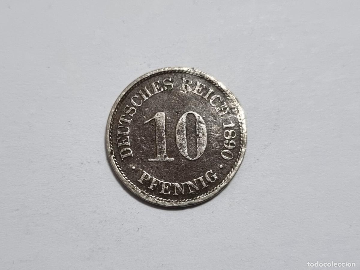 Monedas antiguas de Europa: Moneda Alemana Alemania 10 Pfennig Reich 1890 Coleccionista