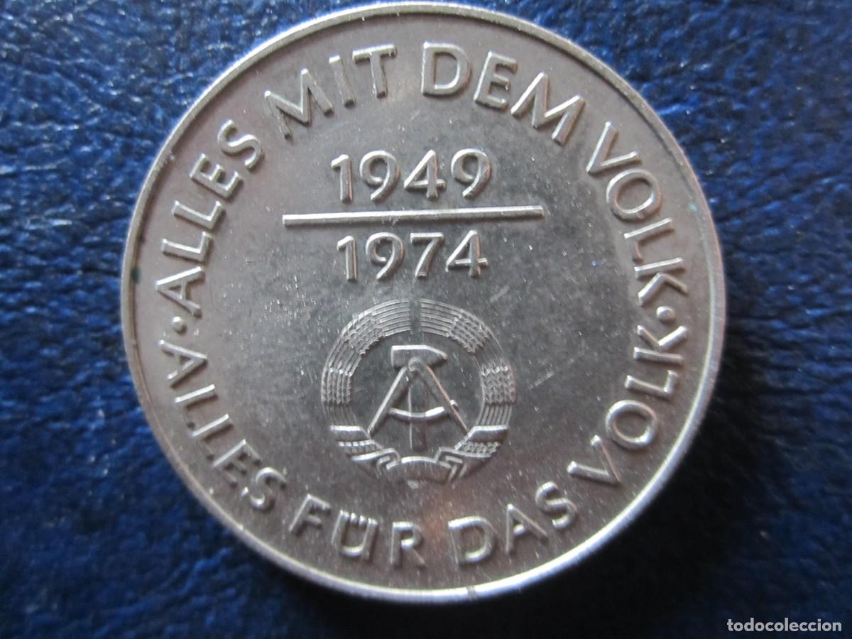 Monedas antiguas de Europa: Alemania Oriental RDA DDR 10 Marcos 1974 25 aniversario de la RDA