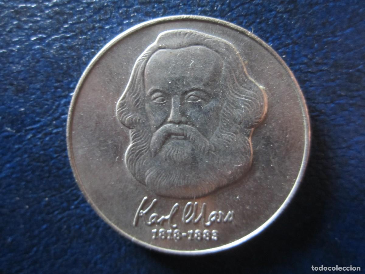 Monedas antiguas de Europa: Alemania Oriental RDA DDR 20 Marcos 1983 Centenario de la Muerte de Karl Marx