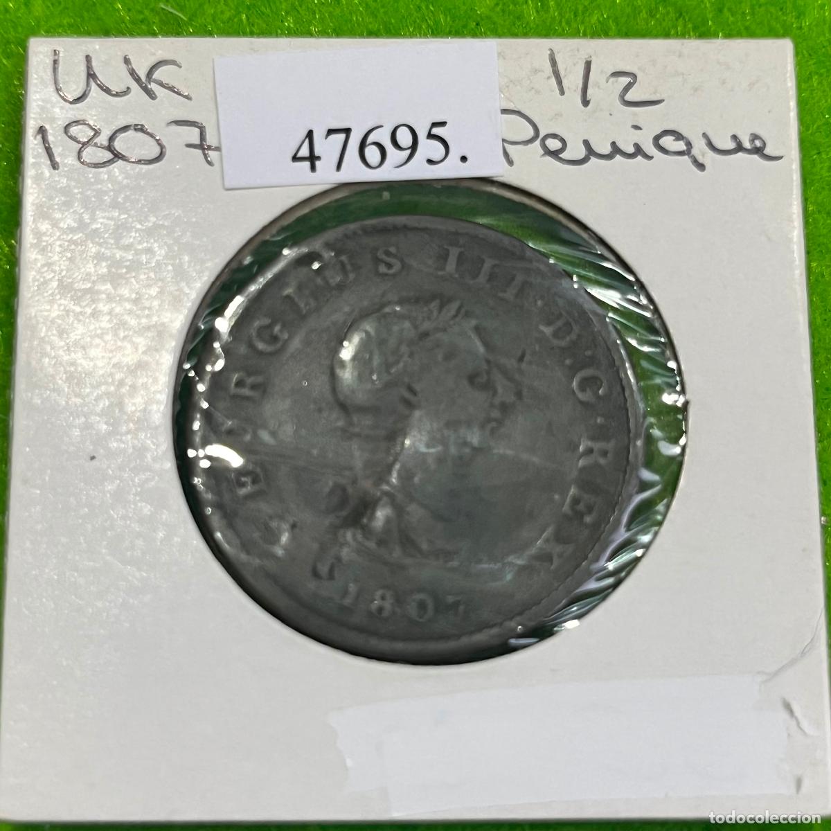 Monedas antiguas de Europa: UK, 1/2 penique 1807, Gran Breta&ntilde;a, Inglaterra