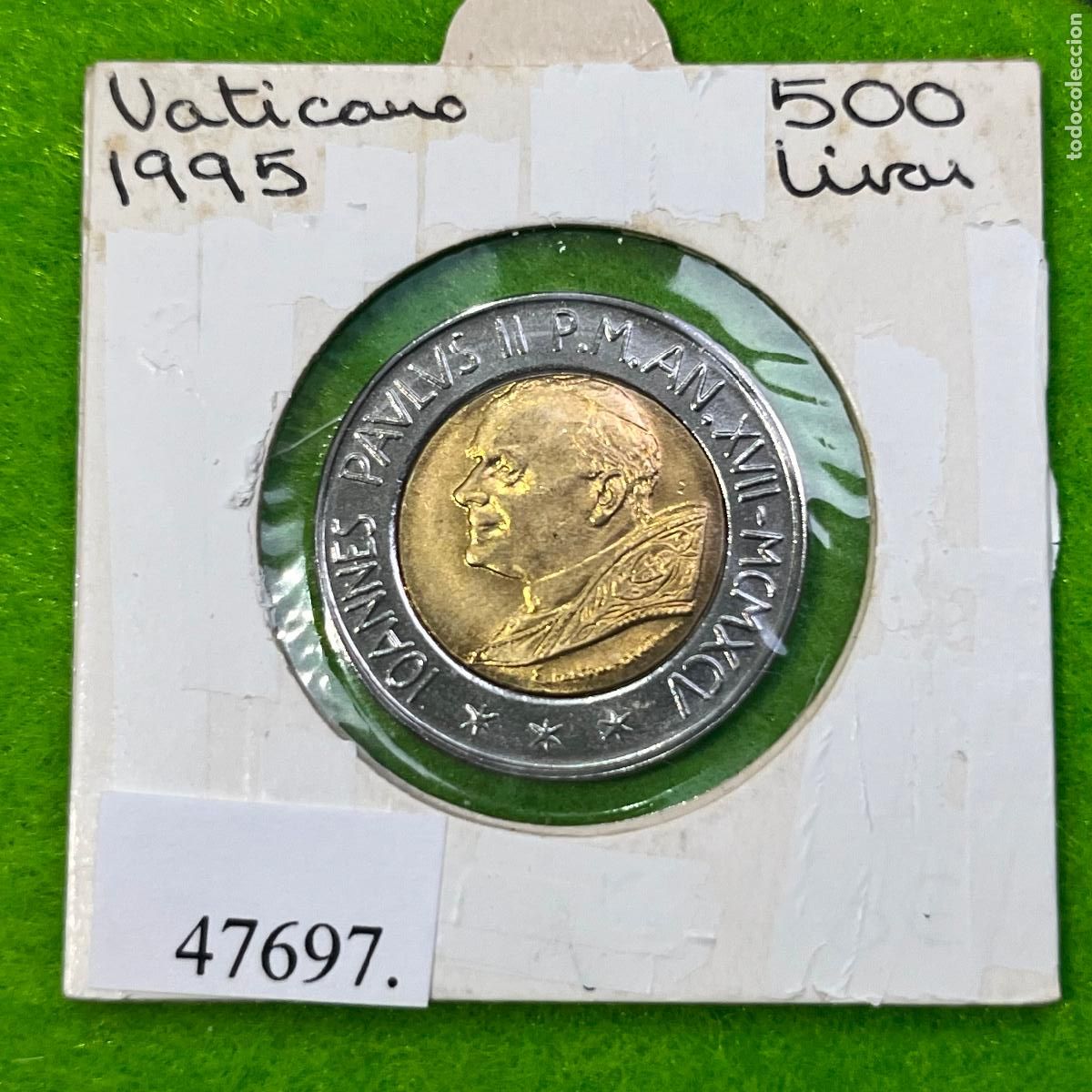 Monedas antiguas de Europa: Vaticano 500 liras 1995, Juan Pablo II , bimetalica