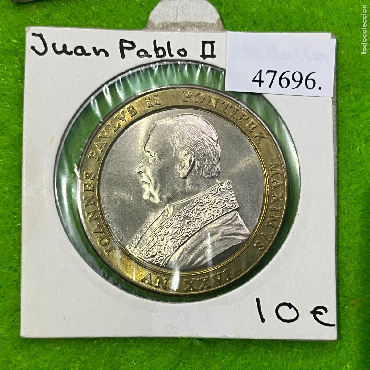 Monedas antiguas de Europa: Vaticano, medalla Juan Pablo II , bimetalica