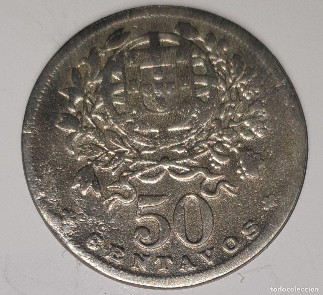Monedas antiguas de Europa: Portugal 50 Centavos 1944 Rep&uacute;blica Portuguesa Moneda Antigua