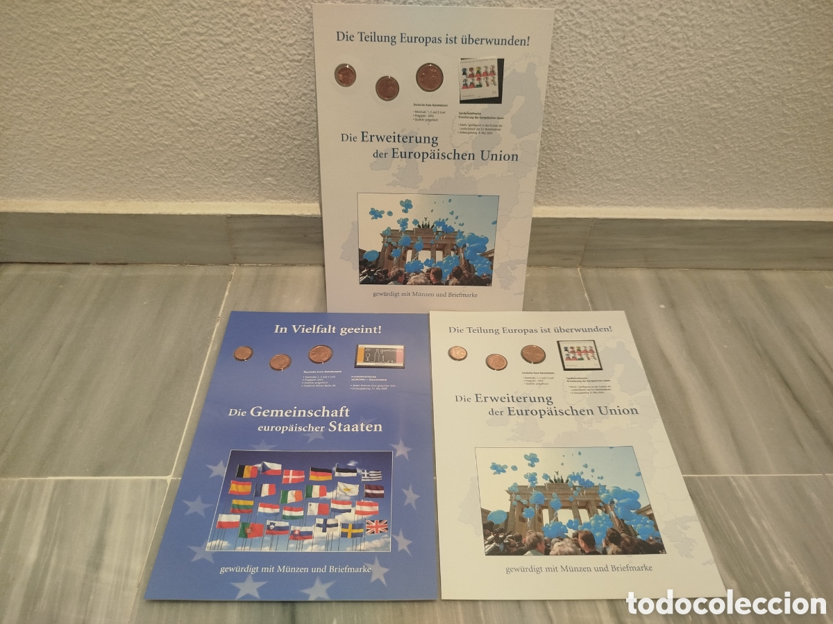 Monedas antiguas de Europa: Lote 3 Hojas Numism&aacute;ticas Euro Alemania