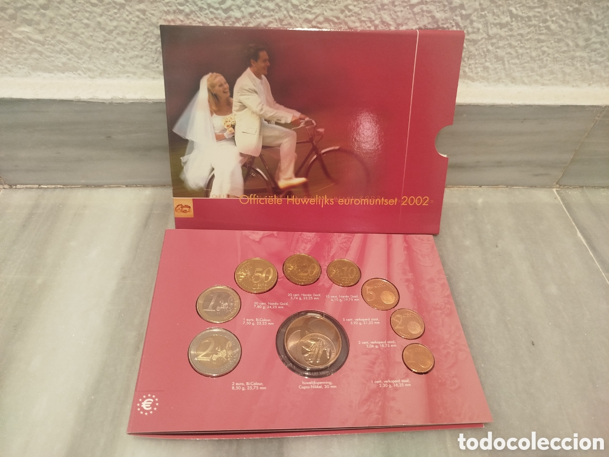 Monedas antiguas de Europa: Set de Euros de los Pa&iacute;ses Bajos 2002 - Cartera Boda Real Guillermo Alejandro