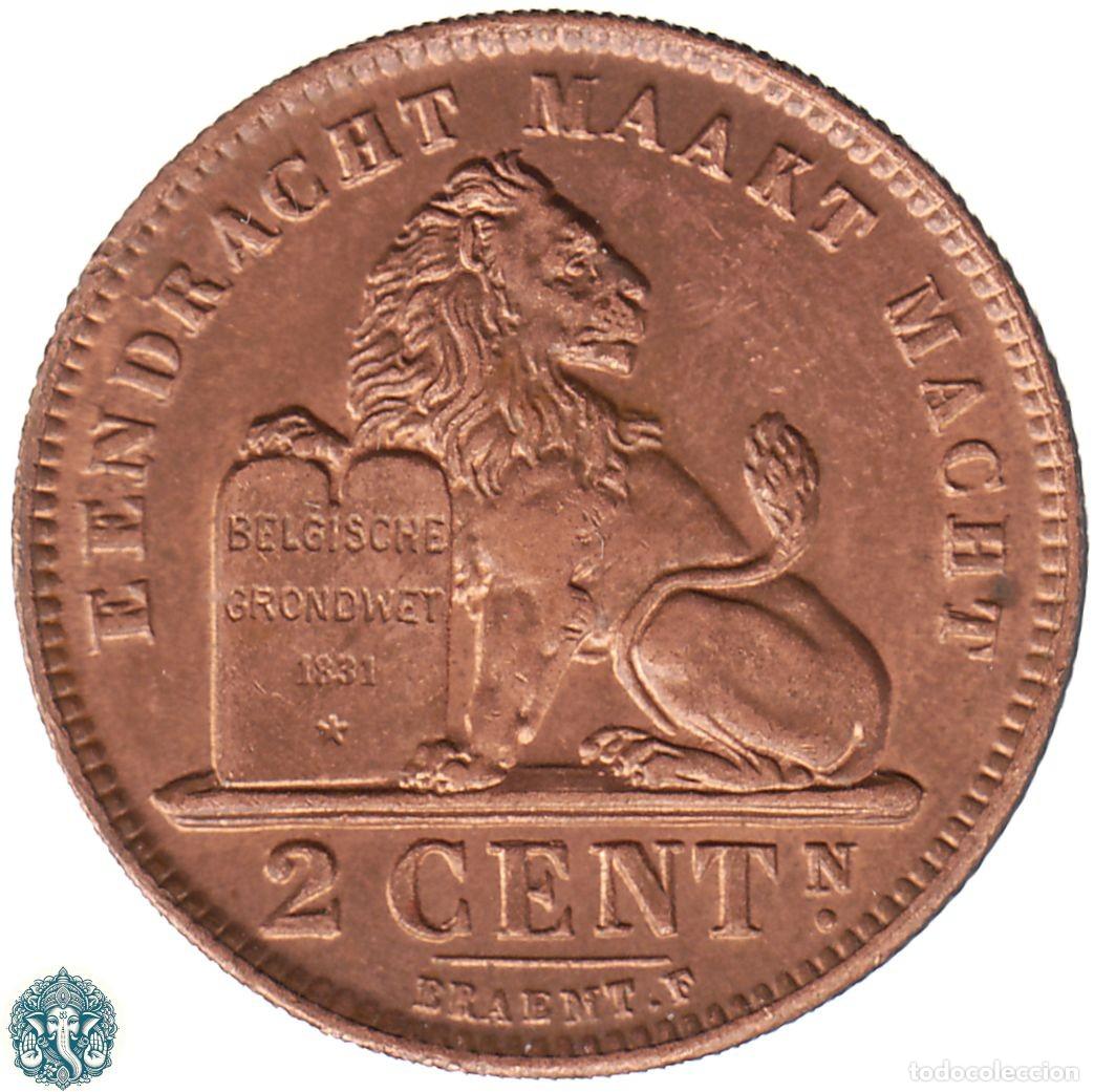 Monedas antiguas de Europa: B&Eacute;LGICA 2 C&eacute;ntimos 1919 Alberto I KM#65 Leyenda Der Belgen