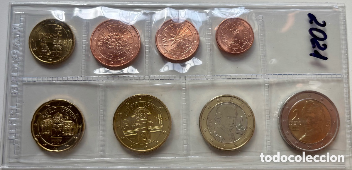 Monedas antiguas de Europa: Set Euros AUSTRIA 2021 SC. 8 Valores Serie Euro &euro;