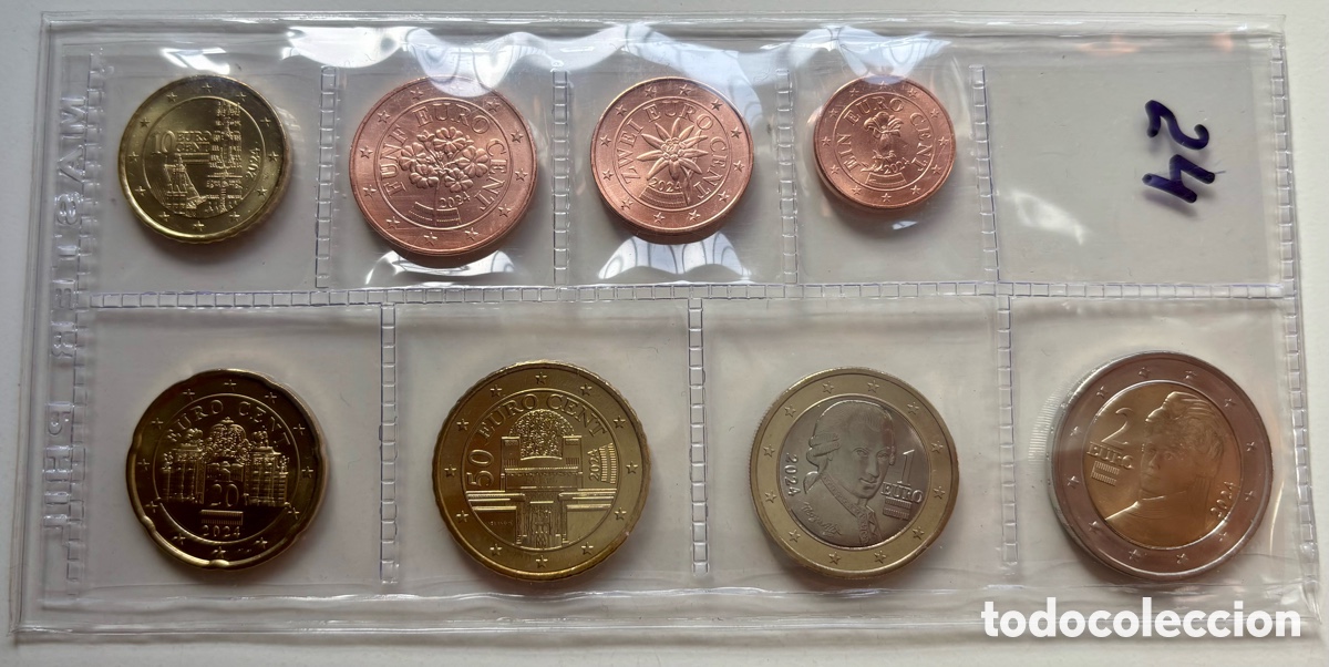 Monedas antiguas de Europa: Set Euros AUSTRIA 2024 SC. 8 Valores Serie Euro &euro;