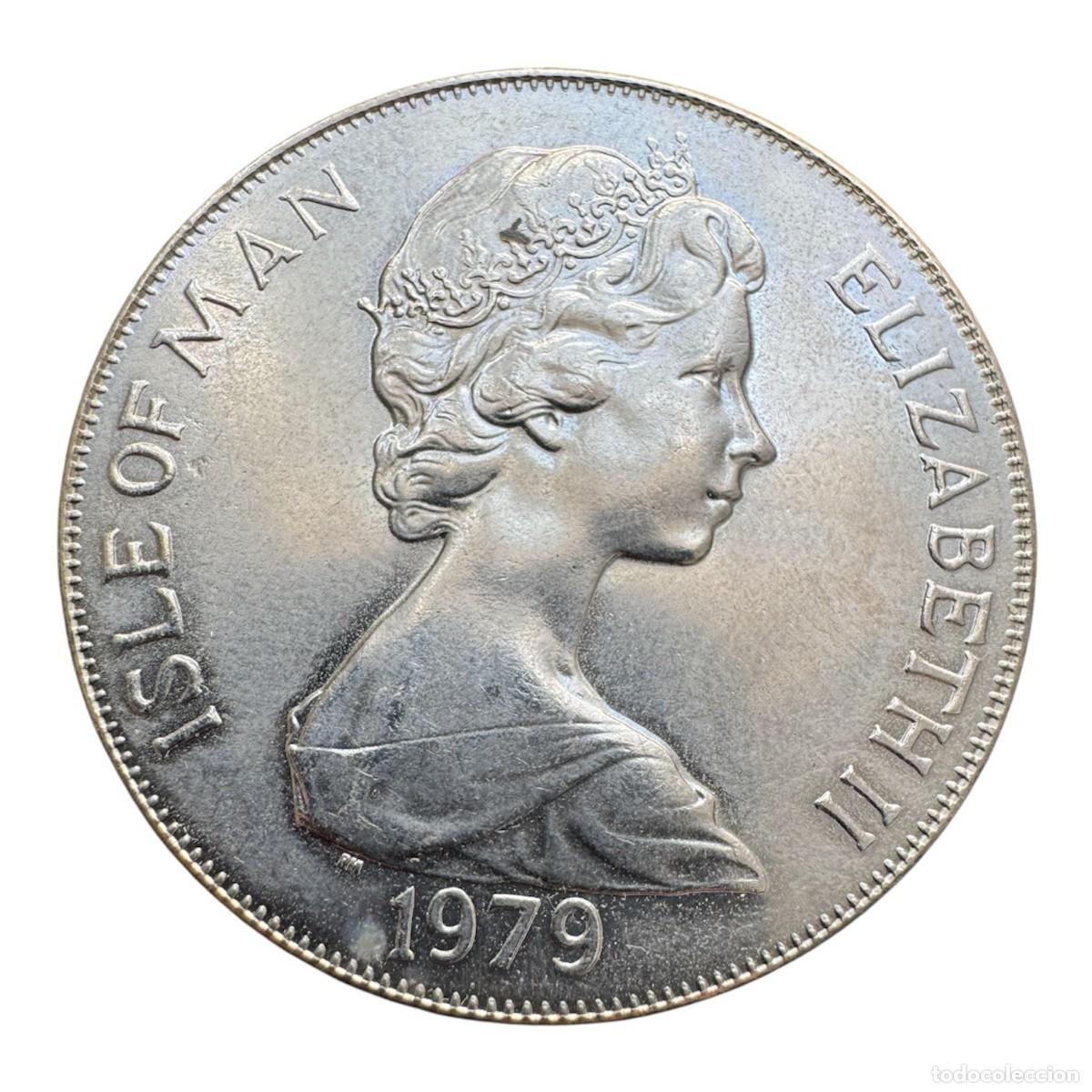 Monedas antiguas de Europa: Isla de Man. Isabel II 1 Crown 1979 Millenium Tynwald. Cu-Ni SC/UNC