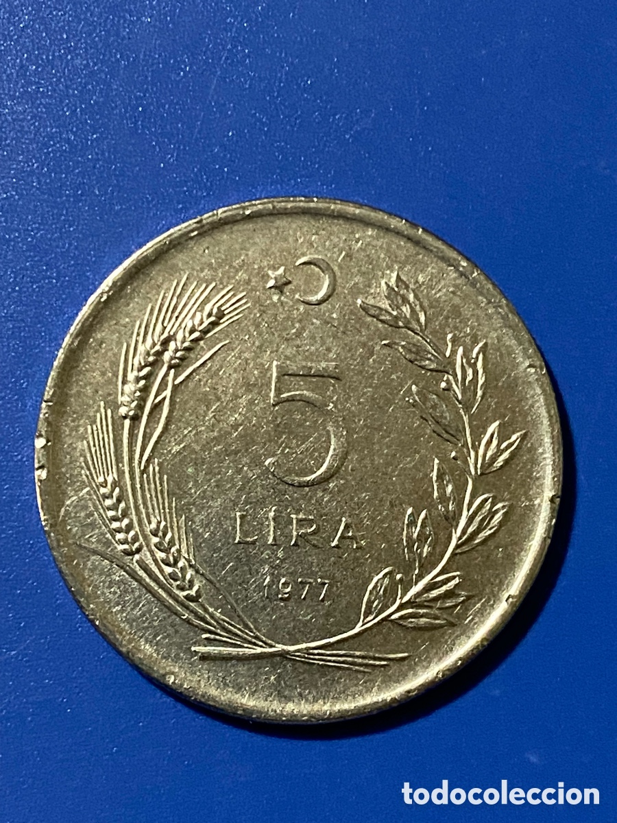 Monedas antiguas de Europa: Turquia 1977 5 Liras