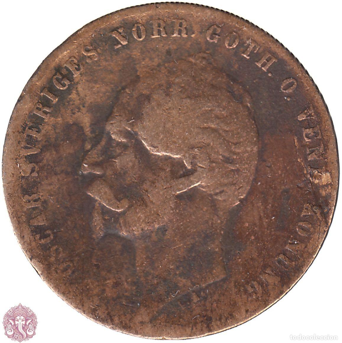 Monedas antiguas de Europa: SUECIA 2 Ore 1857 &Oacute;scar I KM#688