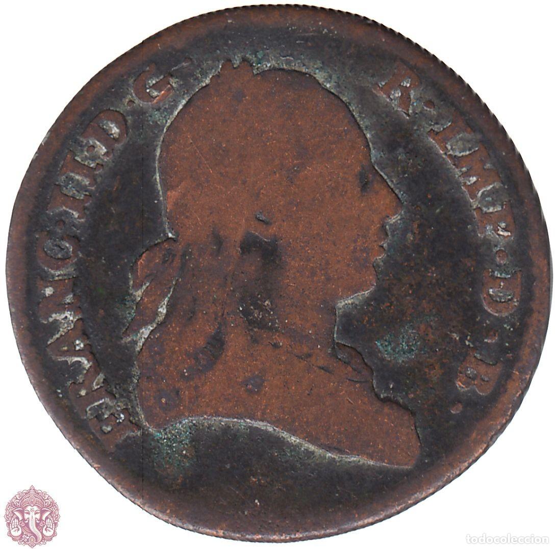 Monedas antiguas de Europa: PAISES BAJOS AUSTR&Iacute;ACOS 1 Liard 1794 Francisco II Ceca &Aacute;ngel (Bruselas) KM#30