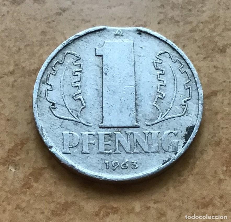 Monedas antiguas de Europa: 1 pfennig de Rep&uacute;blica Democr&aacute;tica Alemana (Alemania Oriental). A&ntilde;o 1963
