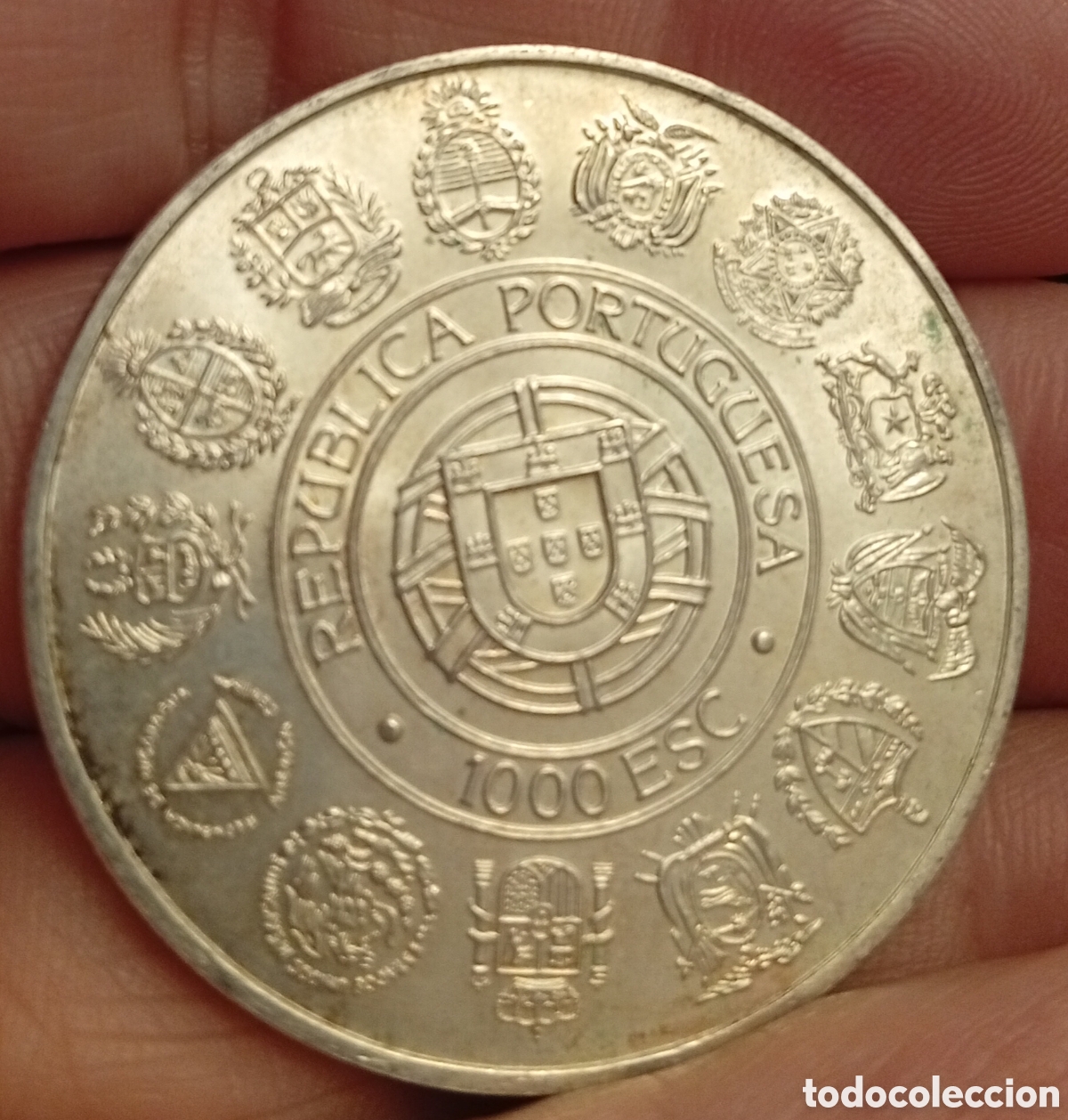 Monedas antiguas de Europa: Portugal moneda de plata de 1000 escudos