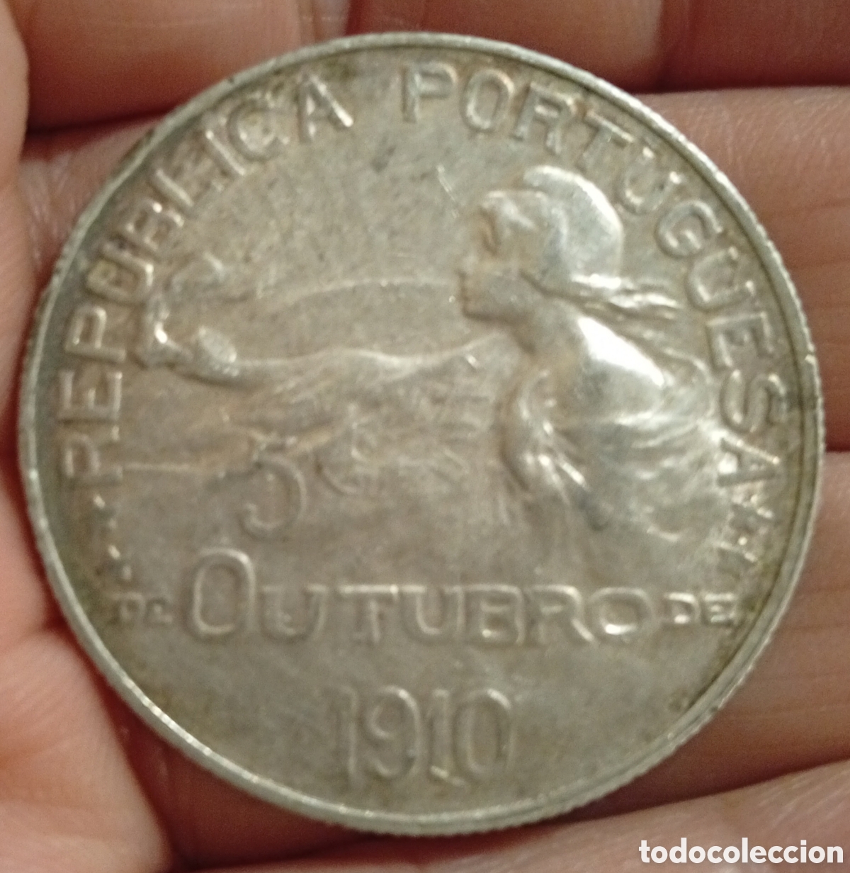 Monedas antiguas de Europa: Portugal moneda de plata de 1 escudo a&ntilde;o 1910