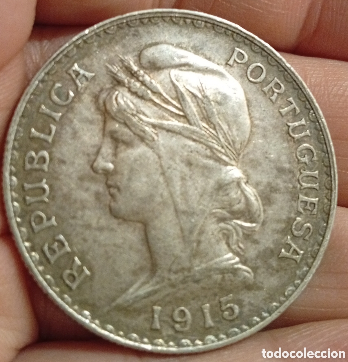 Monedas antiguas de Europa: Portugal moneda de plata de 1 escudo a&ntilde;o 1915