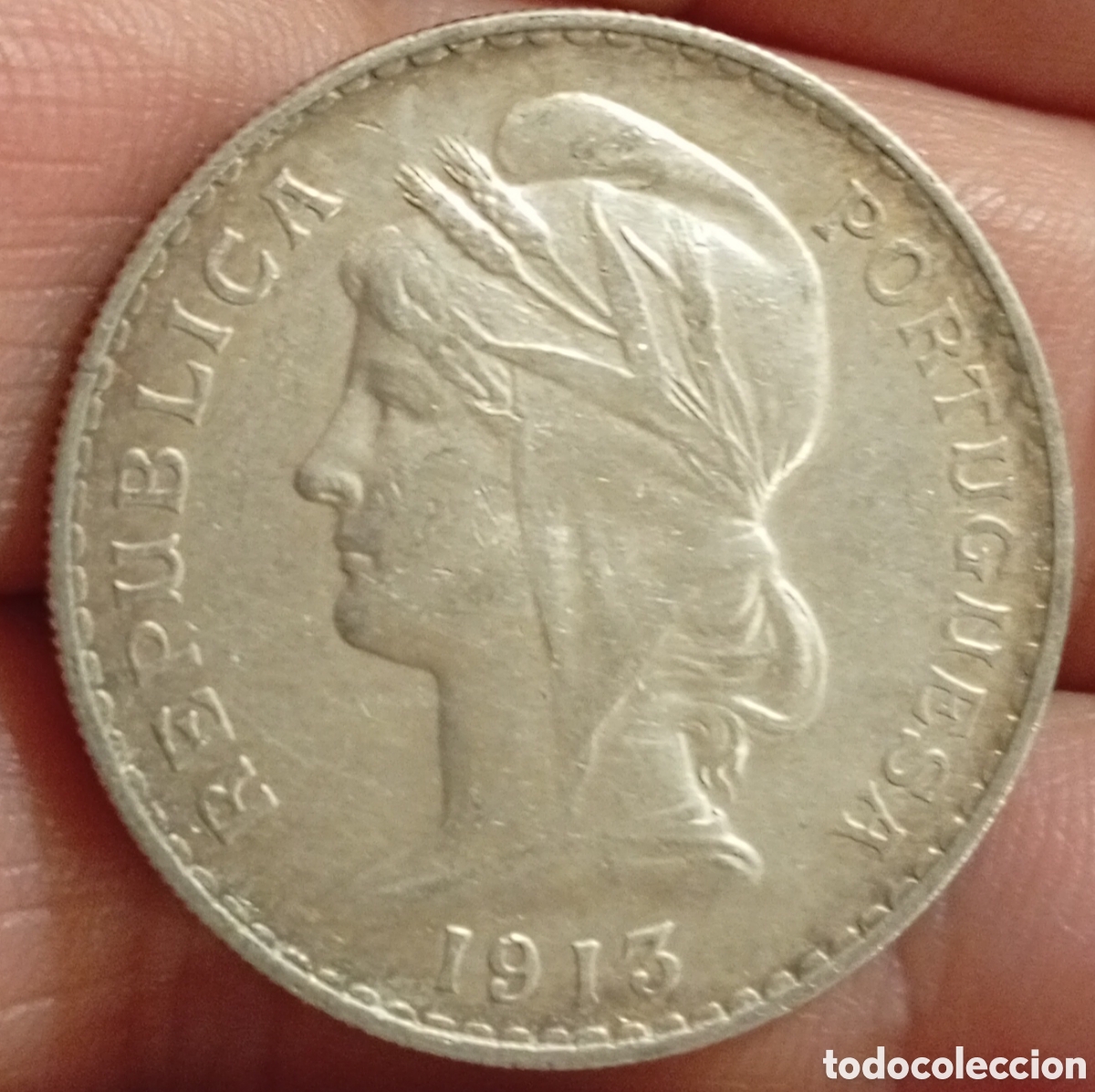 Monedas antiguas de Europa: Portugal a&ntilde;o 1913 moneda de plata de 50 c&eacute;ntimos