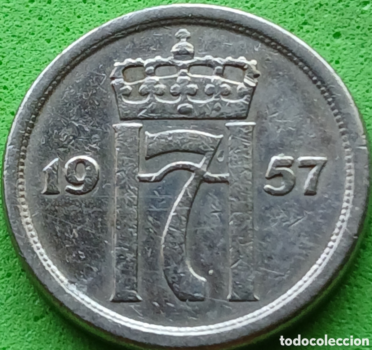 Moedas antigas da Europa: Noruega 25 ore 1957 km#401