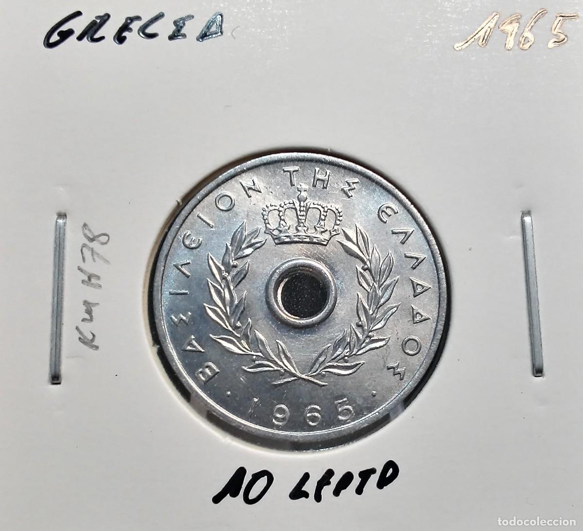 Monedas antiguas de Europa: GRECIA 10 LEPTA 1965 KM#78 SC UNC.