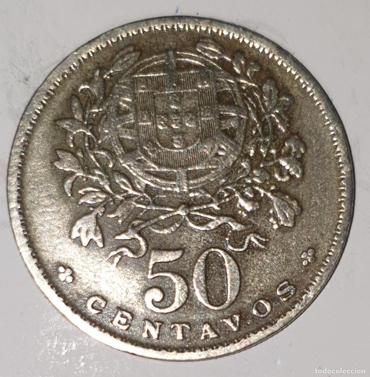 Monedas antiguas de Europa: Portugal 50 Centavos 1960 Rep&uacute;blica Portuguesa KM#577