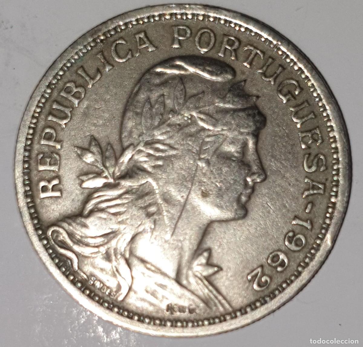 Monedas antiguas de Europa: Portugal 50 Centavos 1962 Rep&uacute;blica Portuguesa KM#577 Alpaca