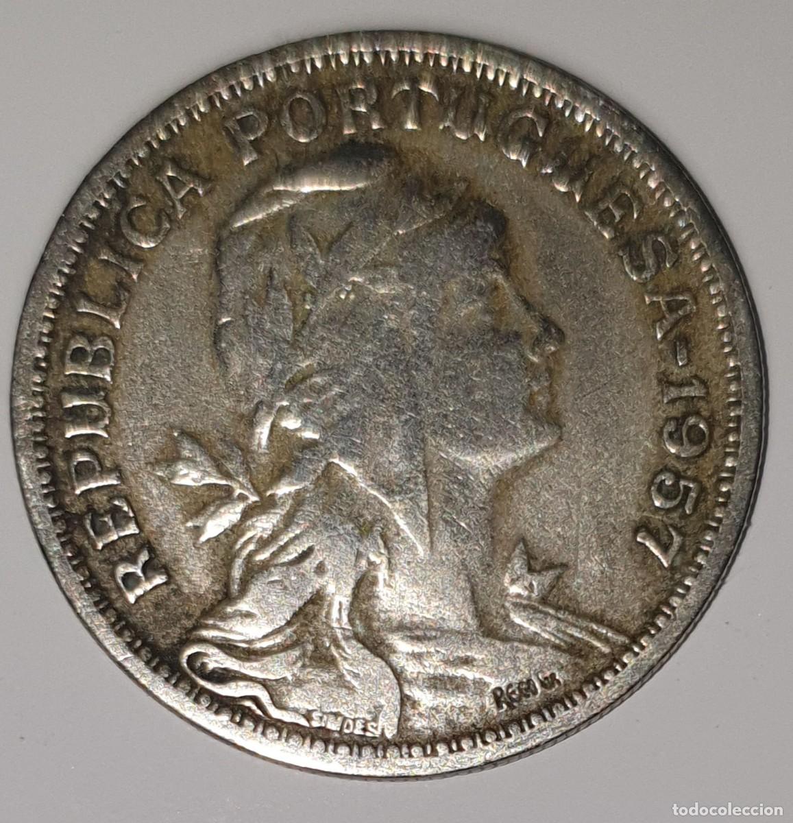 Monedas antiguas de Europa: Portugal 50 Centavos 1957 Rep&uacute;blica Portuguesa KM#577 N&iacute;quel Lat&oacute;n