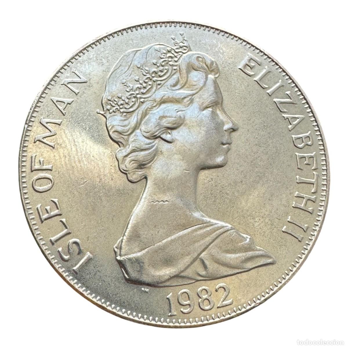 Monedas antiguas de Europa: Isla de Man. Isabel II. One Crown 1982. Serie de 3 Nav&iacute;os famosos. Cu-Ni FDC