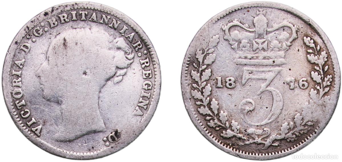 Monete antiche di Europa: Great Britain United Kingdom United Kingdom 1876 3 Pence - Victoria (1st portrait; incl. Maundy and