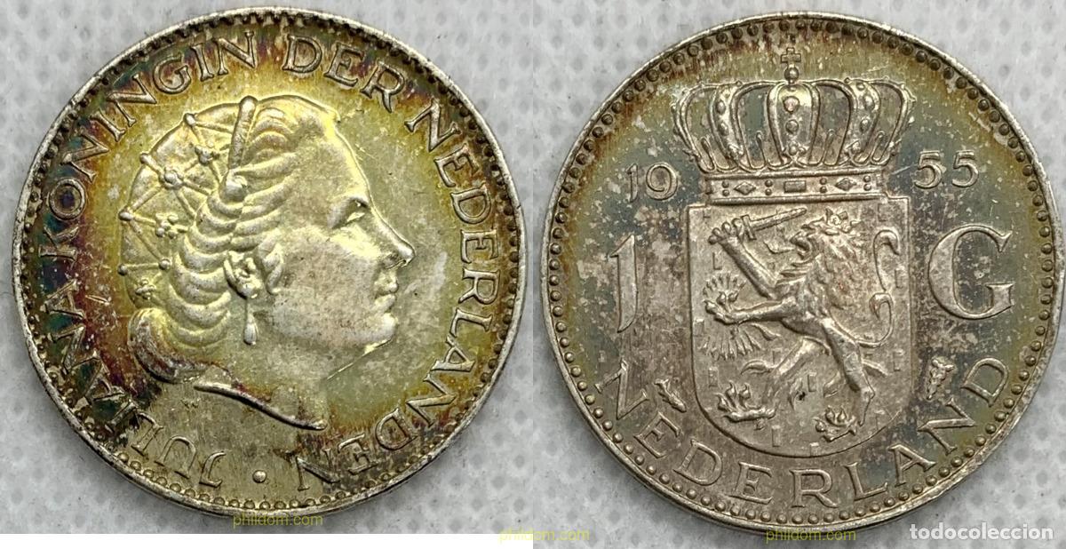 Old Coins of Europe: 2540 HOLANDA 1955 NETHERLANDS JULIANA 1 GULDEN 1955