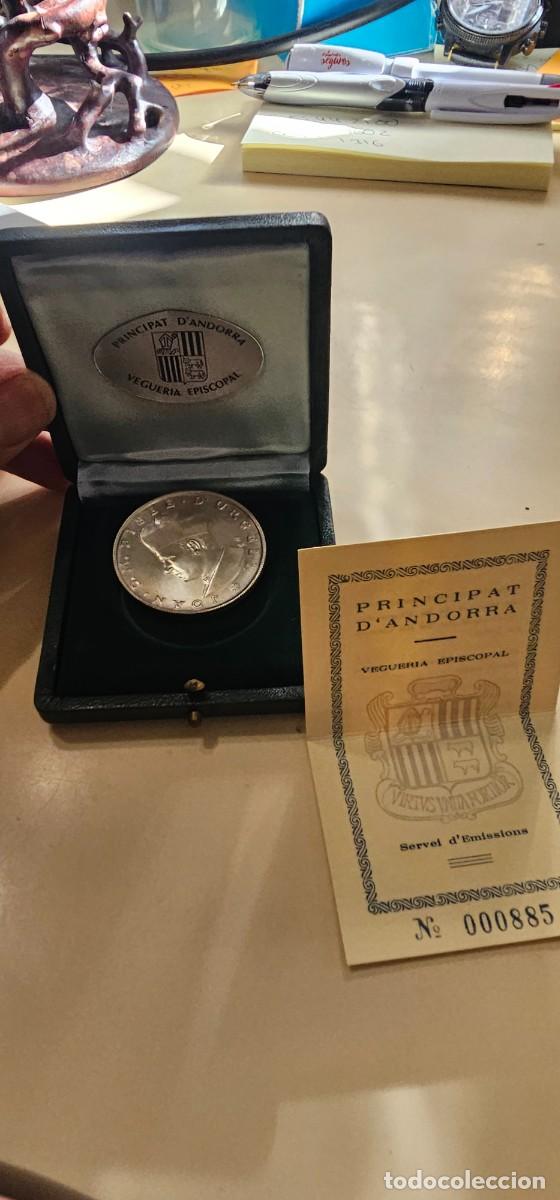Monedas antiguas de Europa: Moneda plata Andorra 25 dinero 1984