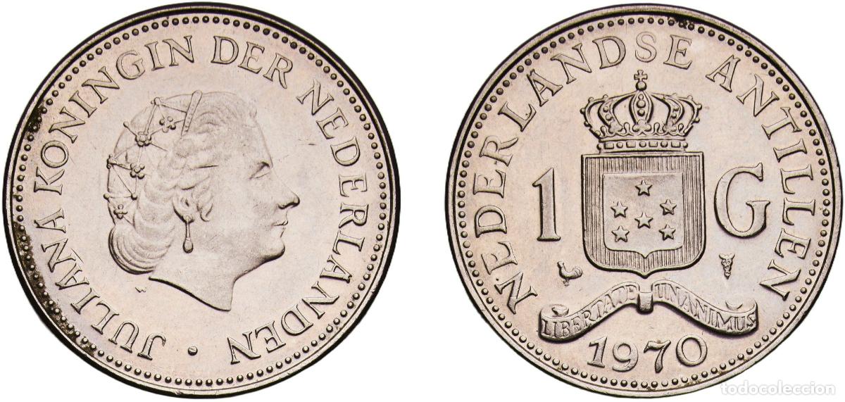 Monedas antiguas de Europa: Netherlands Antilles Dutch colony 1970 1 Gulden - Juliana Nickel Utrecht Mint (500000) UNC CNO 65.2
