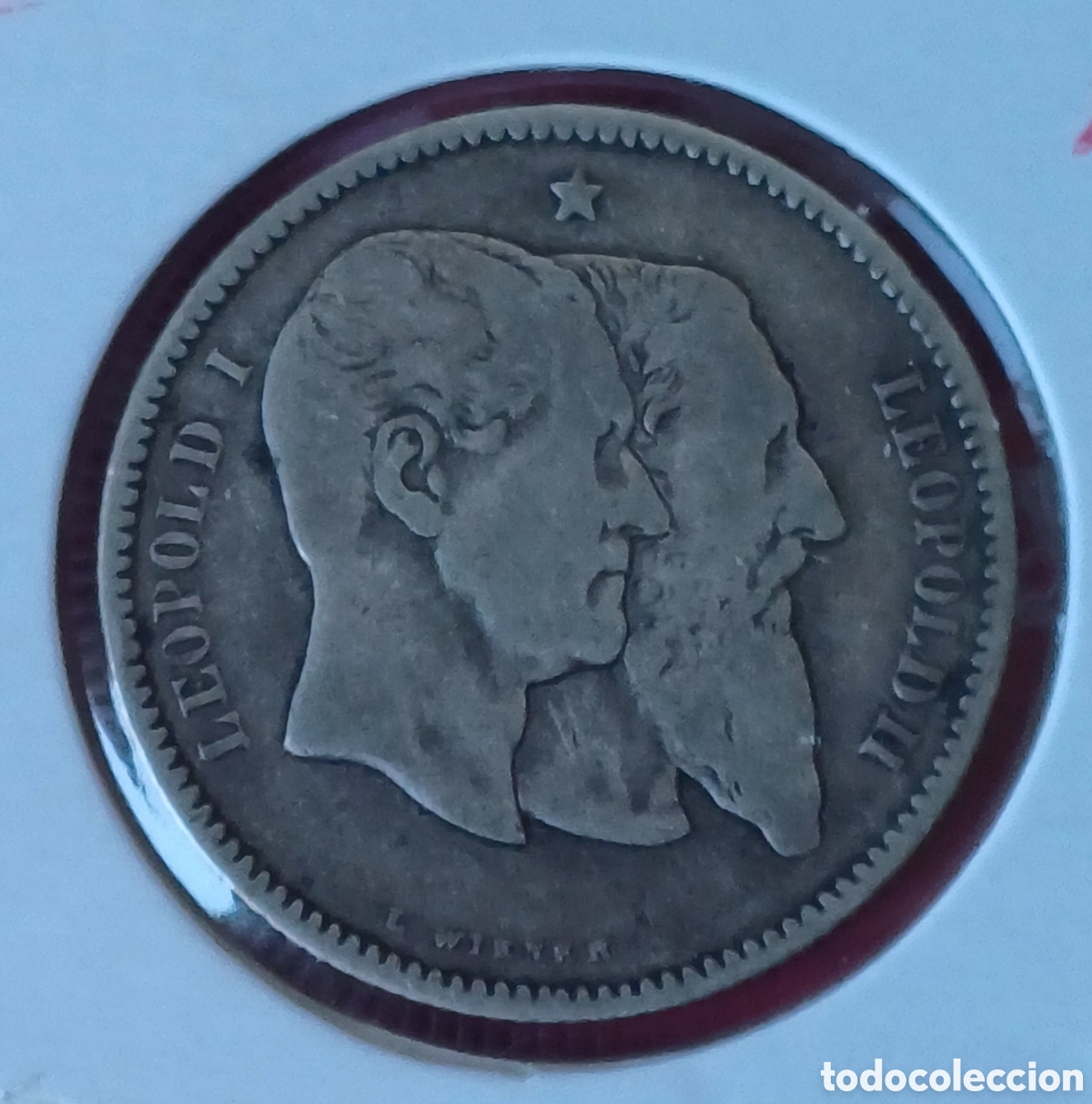 Monedas antiguas de Europa: B&eacute;lgica 1 franco de plata 1880, 50&deg;aniversario de la independencia
