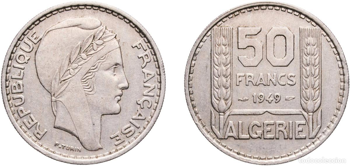 Monedas antiguas de Europa: Algeria French Overseas Department 1949 50 Francs (Essai) Copper-nickel Paris Mint (1500) 7.94g UNC