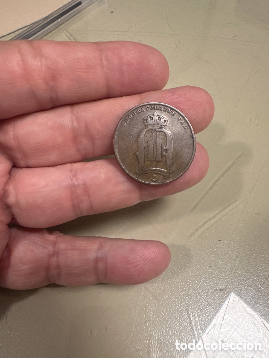 Monedas antiguas de Europa: Moneda de Suecia de 5 ore a&ntilde;o 1877