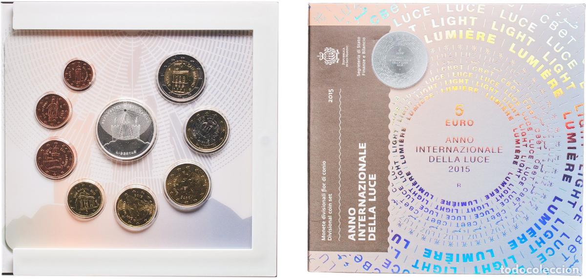 Alte M&uuml;nzen aus Europa: San Marino Republic 2015 R Euro set with 9 coins (1st type, 2nd map , Silver weight 18gr) BU