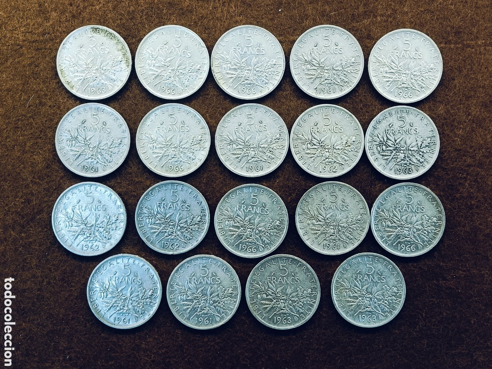 Monedas antiguas de Europa: LOTE DE 19 MONEDAS DE PLATA .5 FRANCOS FRANCIA . PESO POR MONEDA 12 GRAMOS LEY 835 mm