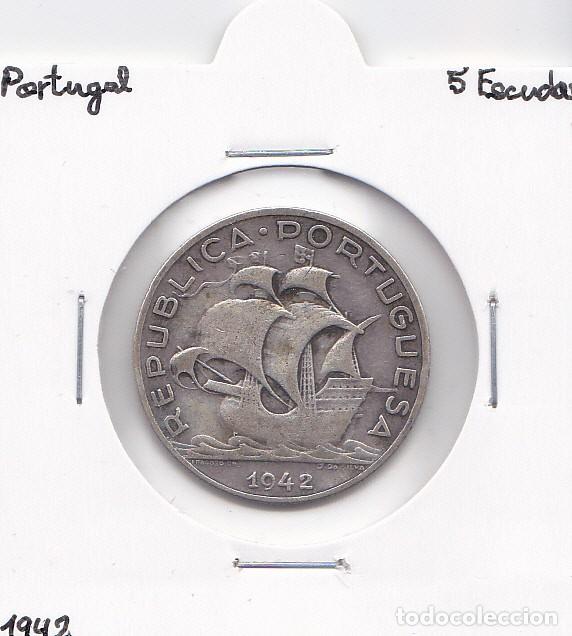 Monedas antiguas de Europa: PORTUGAL 5 ESCUDOS 1942 REP&Uacute;BLICA PORTUGUESA